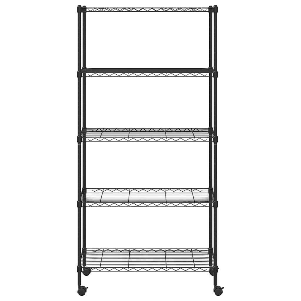 vidaXL Lagerregal mit 5 Böden und Rollen 75x35x155 cm Schwarz 250 kg