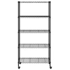 vidaXL Lagerregal mit 5 Böden und Rollen 75x35x155 cm Schwarz 250 kg