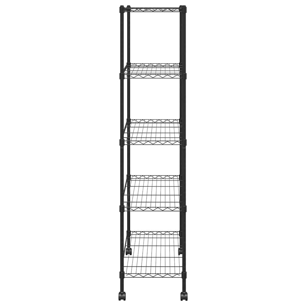 vidaXL Lagerregal mit 5 Böden und Rollen 75x35x155 cm Schwarz 250 kg
