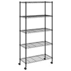 vidaXL Lagerregal mit 5 Böden und Rollen 75x35x155 cm Schwarz 250 kg
