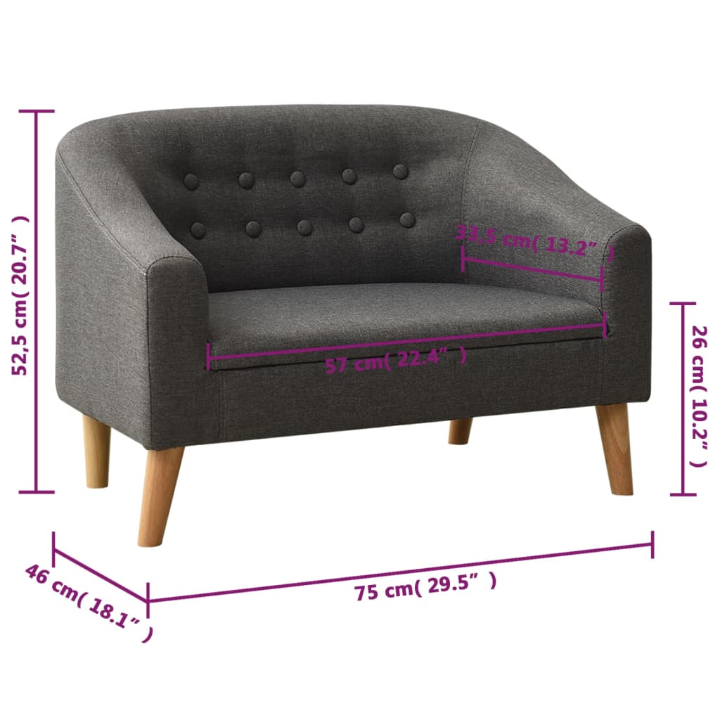 vidaXL Kindersofa Grau Stoff