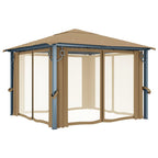 vidaXL Pavillon mit Vorhang 300x300 cm Taupe Aluminium