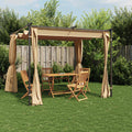 vidaXL Pavillon mit Vorhängen 3x3 m Taupe Stahl
