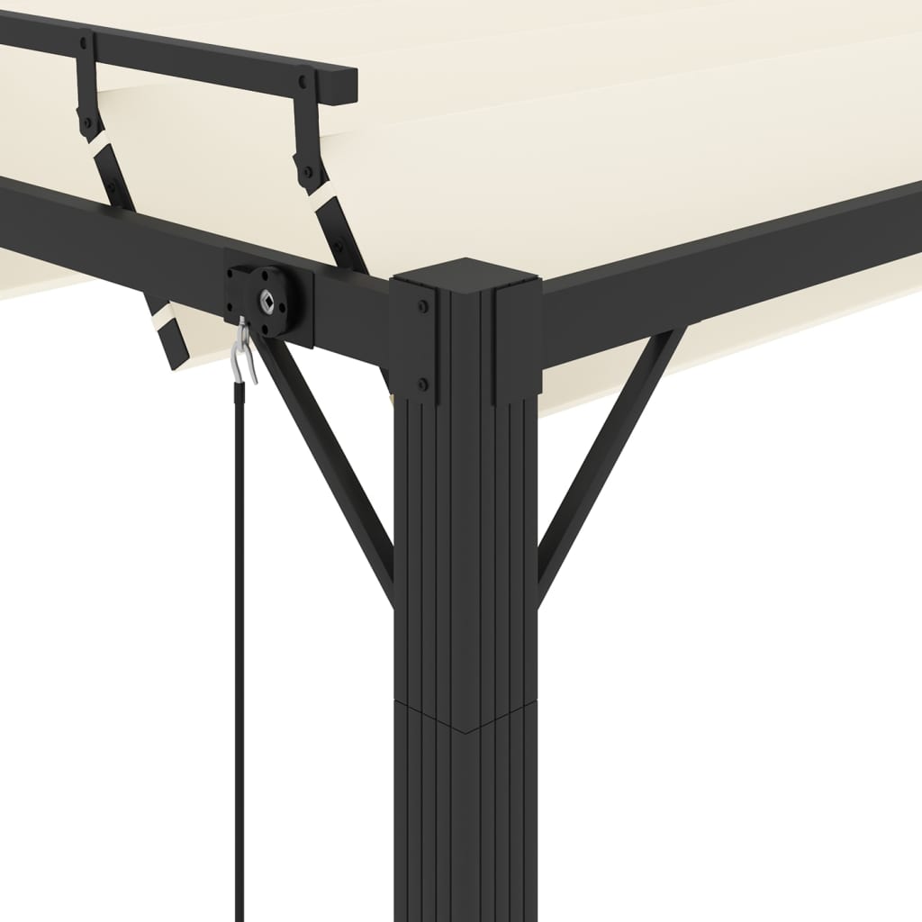 vidaXL Pergola mit Lamellendach 3x3 m Creme Stoff und Aluminium