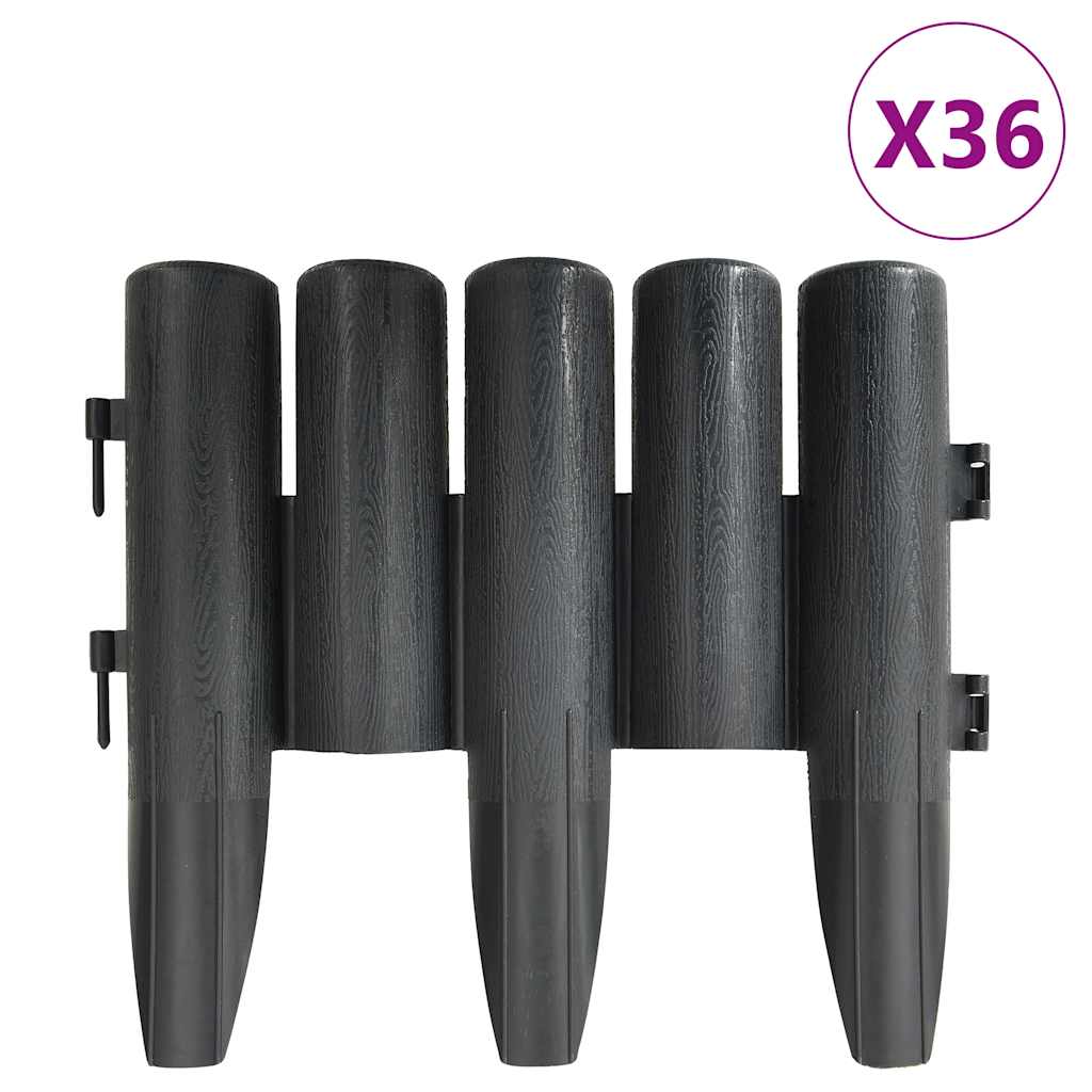 vidaXL Rasenkanten 36 Stk. Anthrazit 10 m PP