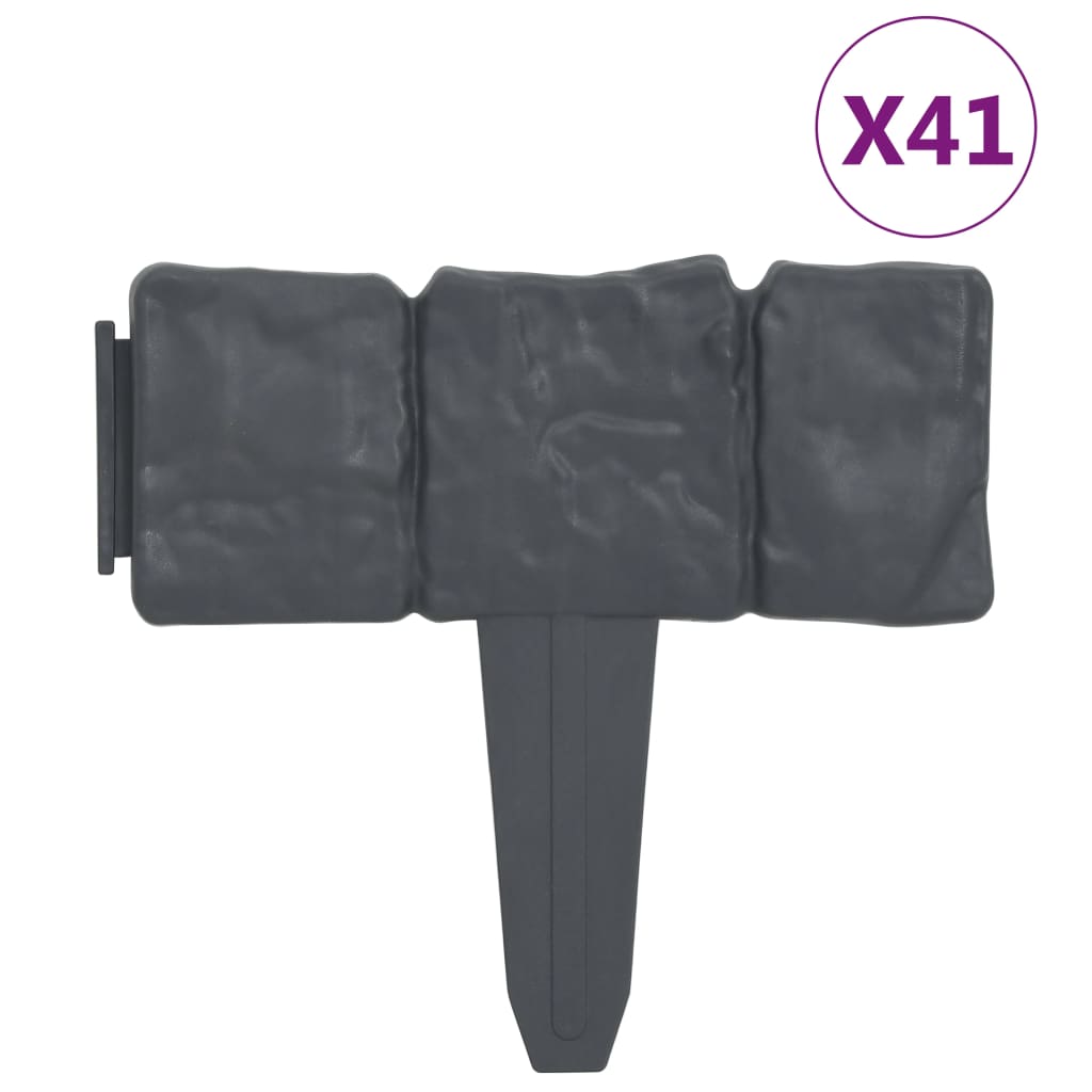 vidaXL Rasenkante Steinoptik 41 Stk. Kunststoff 10 m
