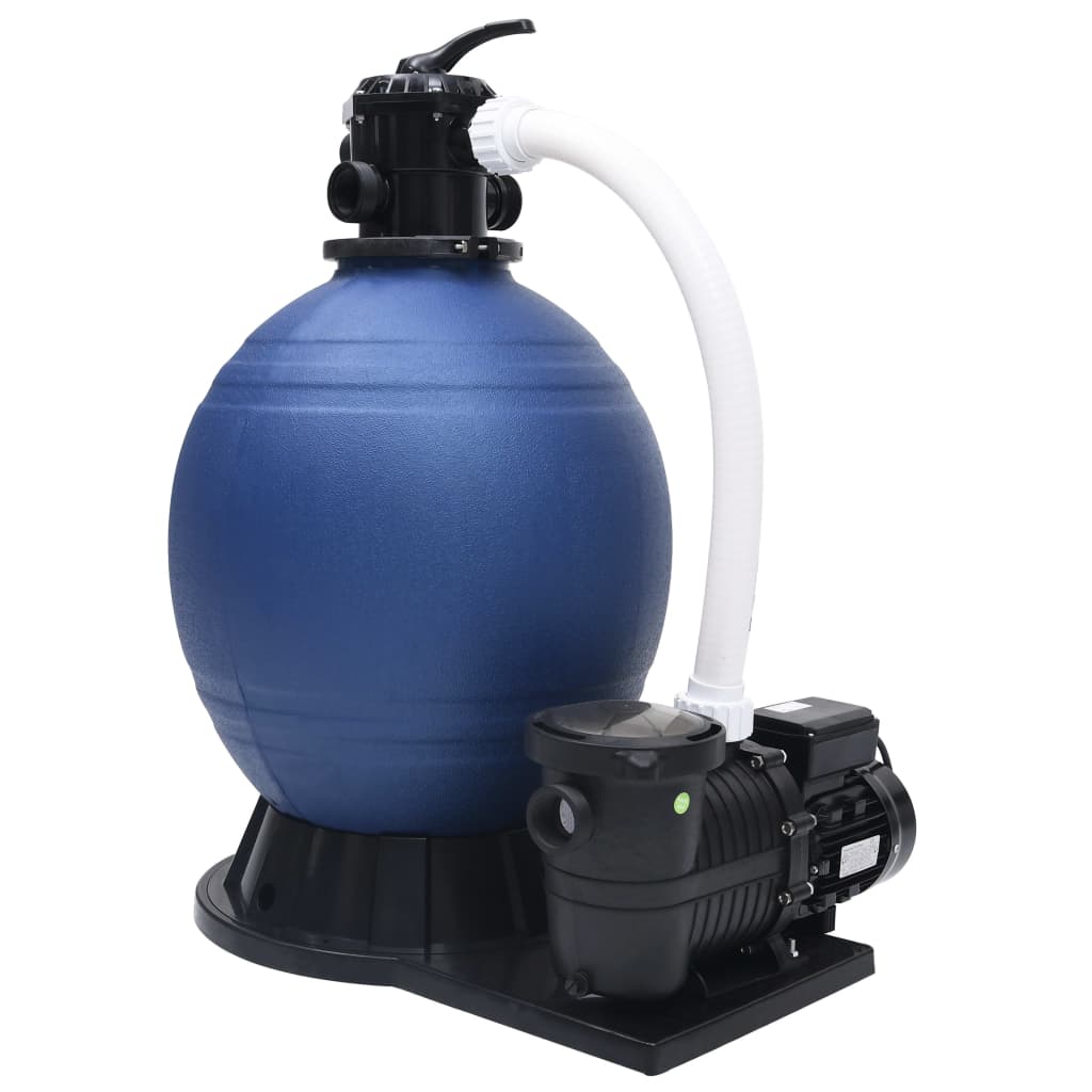vidaXL Sandfilter mit 7-Wege-Ventil und 1000 W Pumpe Blau Schwarz