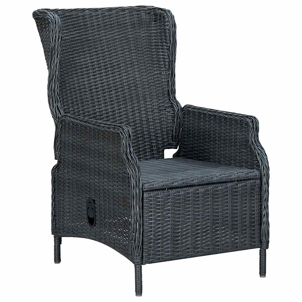 vidaXL Verstellbarer Gartensessel mit Auflagen Poly Rattan Dunkelgrau