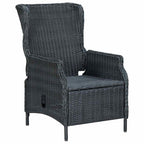 vidaXL Verstellbarer Gartensessel mit Auflagen Poly Rattan Dunkelgrau