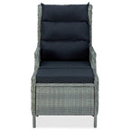 vidaXL Verstellbarer Gartensessel mit Fußhocker Poly Rattan Hellgrau