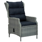 vidaXL Verstellbarer Gartensessel mit Fußhocker Poly Rattan Hellgrau