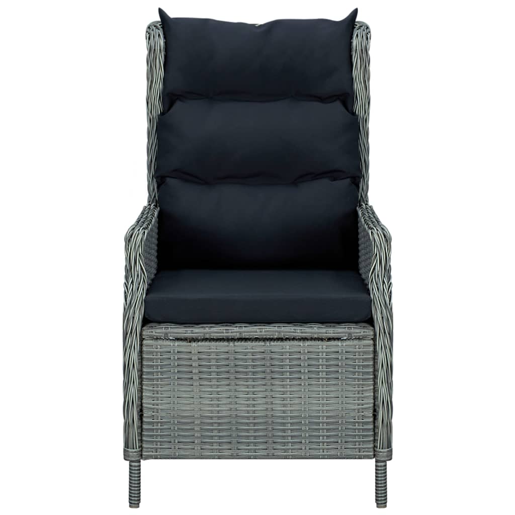 vidaXL Verstellbarer Gartensessel mit Fußhocker Poly Rattan Hellgrau