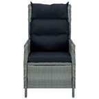 vidaXL Verstellbarer Gartensessel mit Fußhocker Poly Rattan Hellgrau
