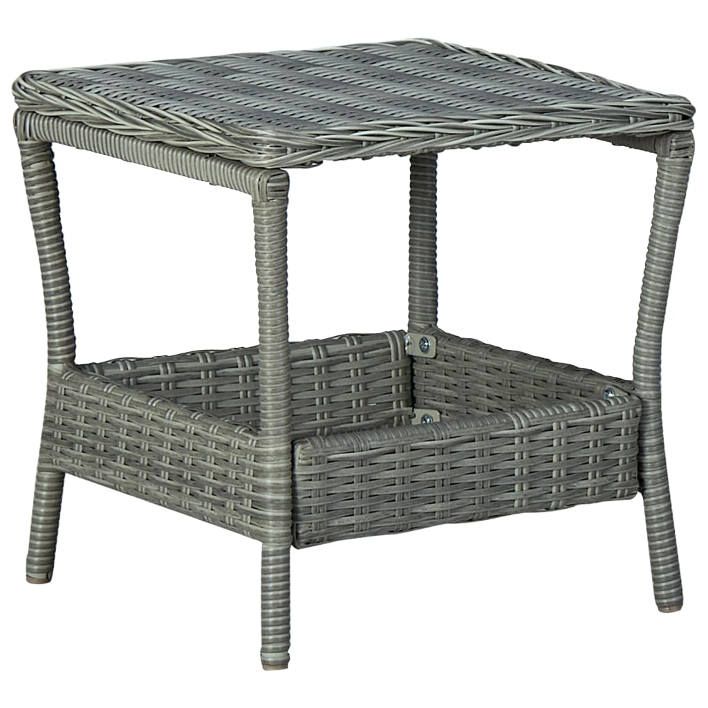 vidaXL Gartentisch Dunkelgrau 45x45x46,5 cm Poly Rattan