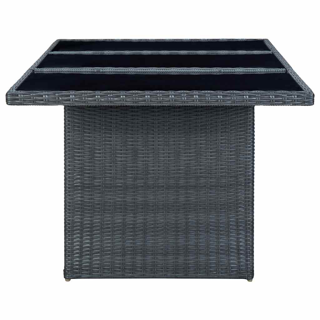 vidaXL Gartentisch Dunkelgrau Poly Rattan und Hartglas