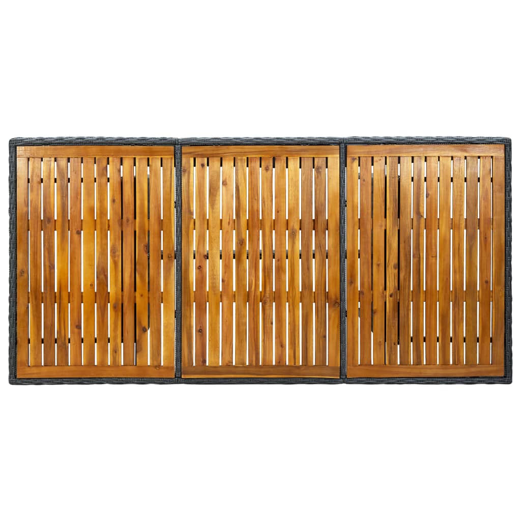 vidaXL Gartentisch Dunkelgrau Poly Rattan und Akazie Massivholz
