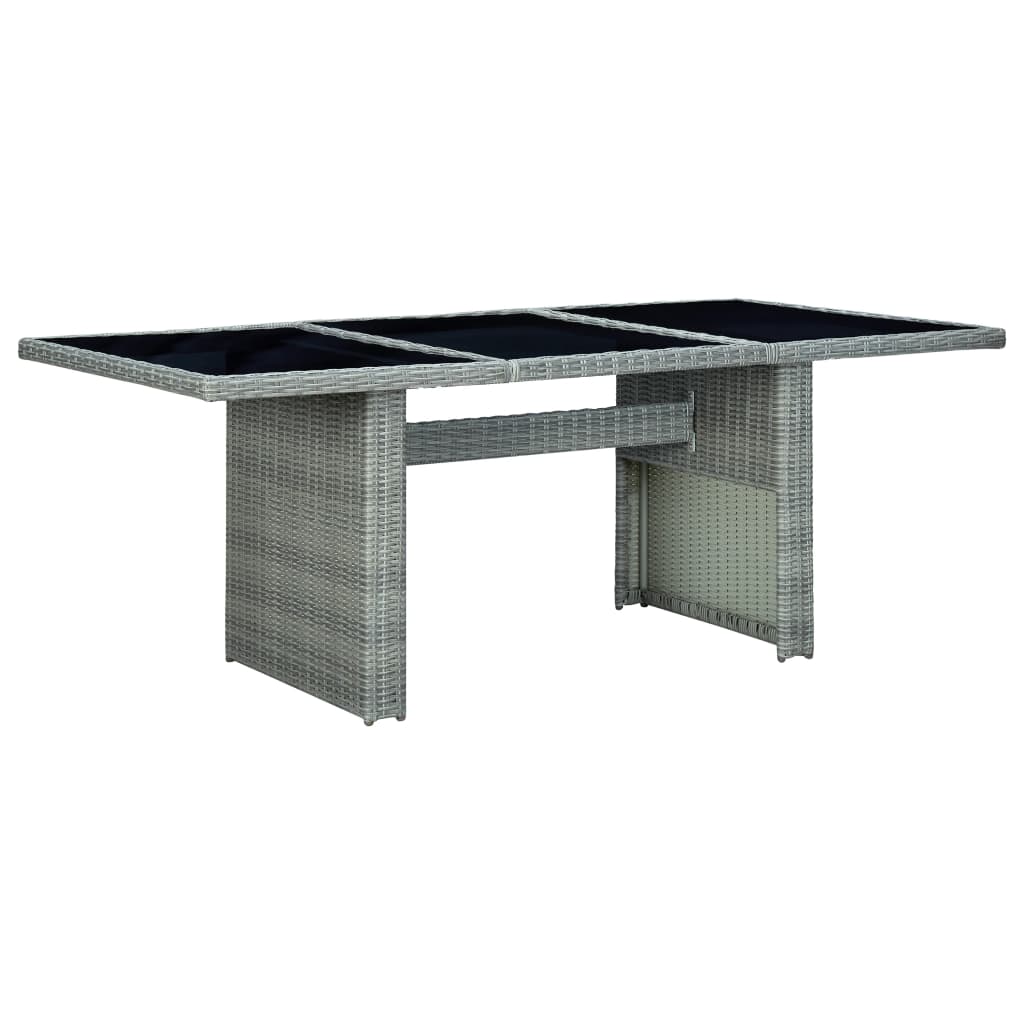vidaXL Gartentisch Dunkelgrau Poly Rattan und Hartglas