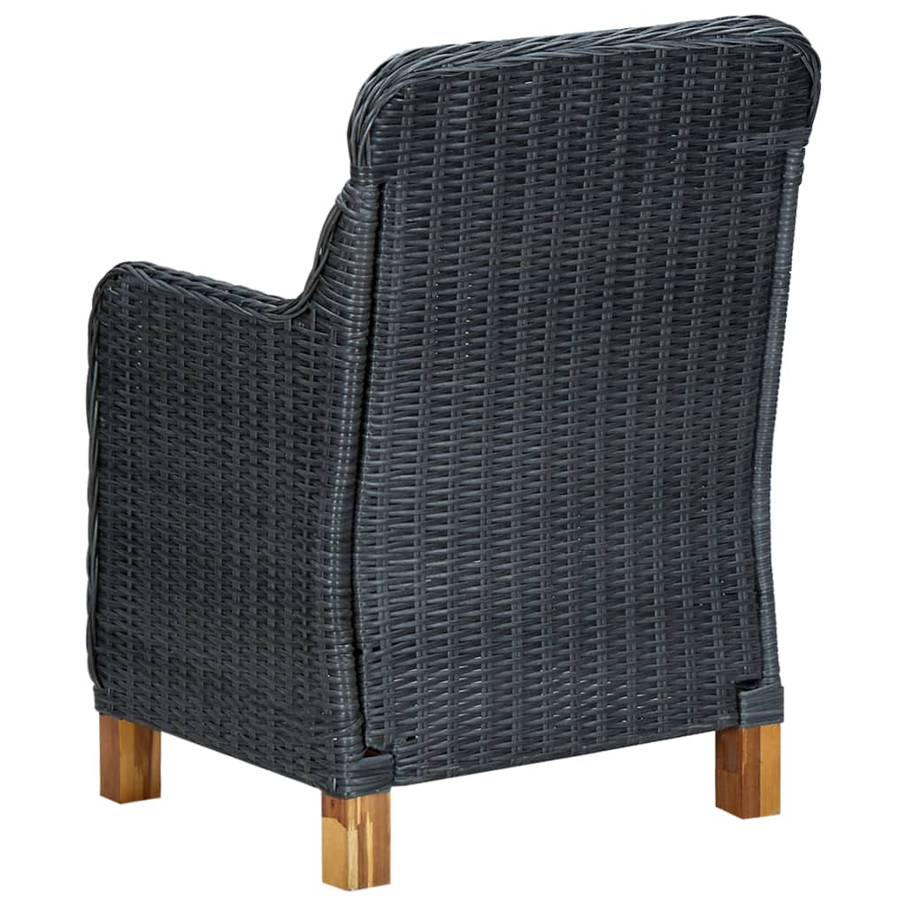 vidaXL Gartenstühle mit Kissen 2 Stk. Poly Rattan Dunkelgrau