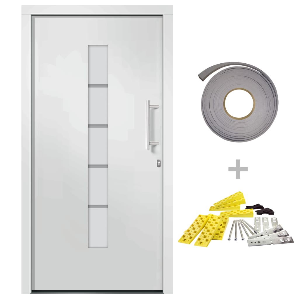 vidaXL Haustür Aluminium und PVC Weiß