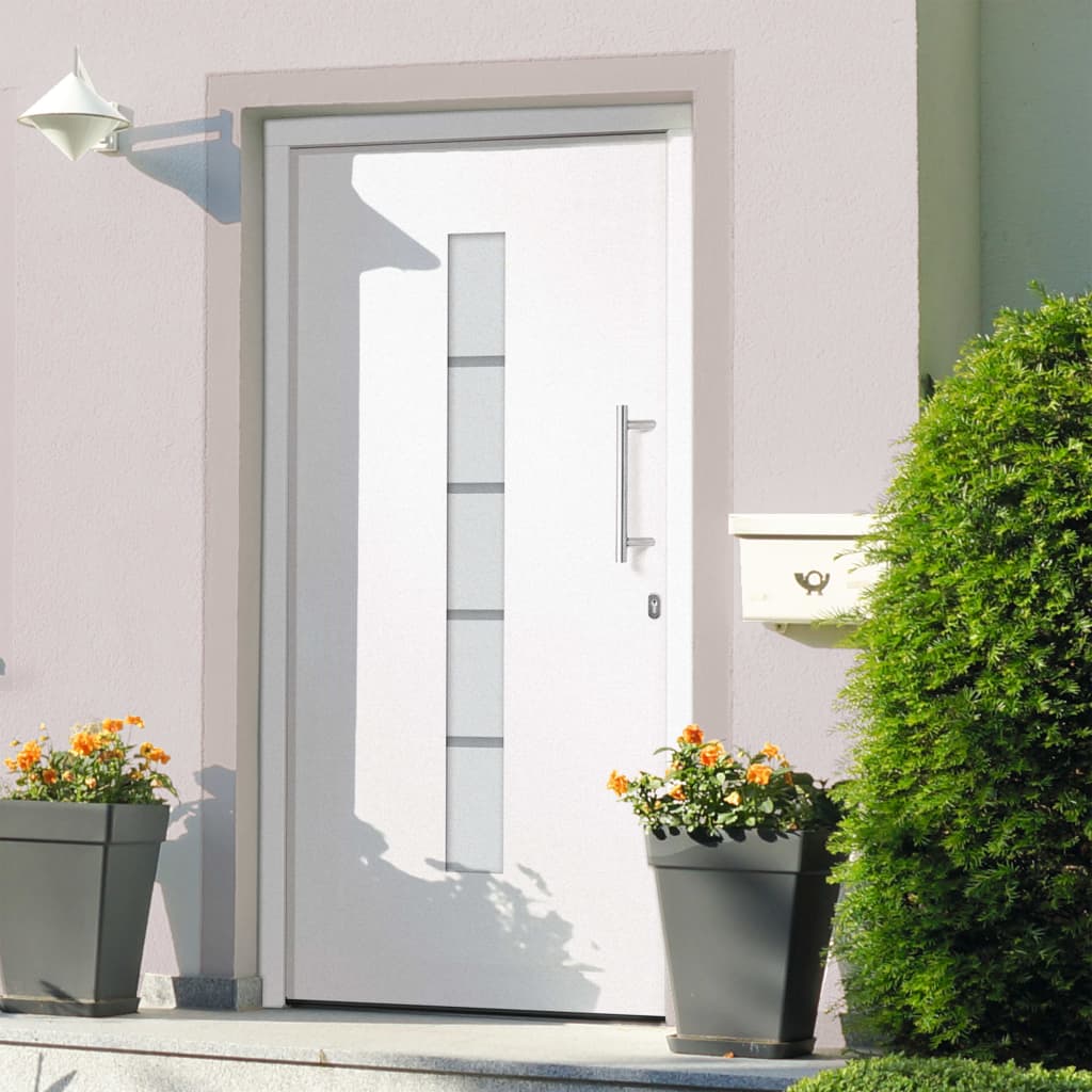 vidaXL Haustür Aluminium und PVC Weiß