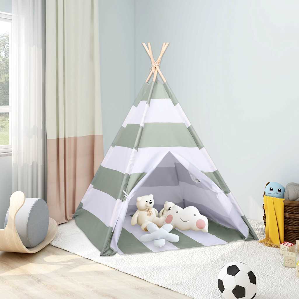 vidaXL Kindertent Grau und Weiß 120 x 120 x 150 cm Massivholz Kiefer