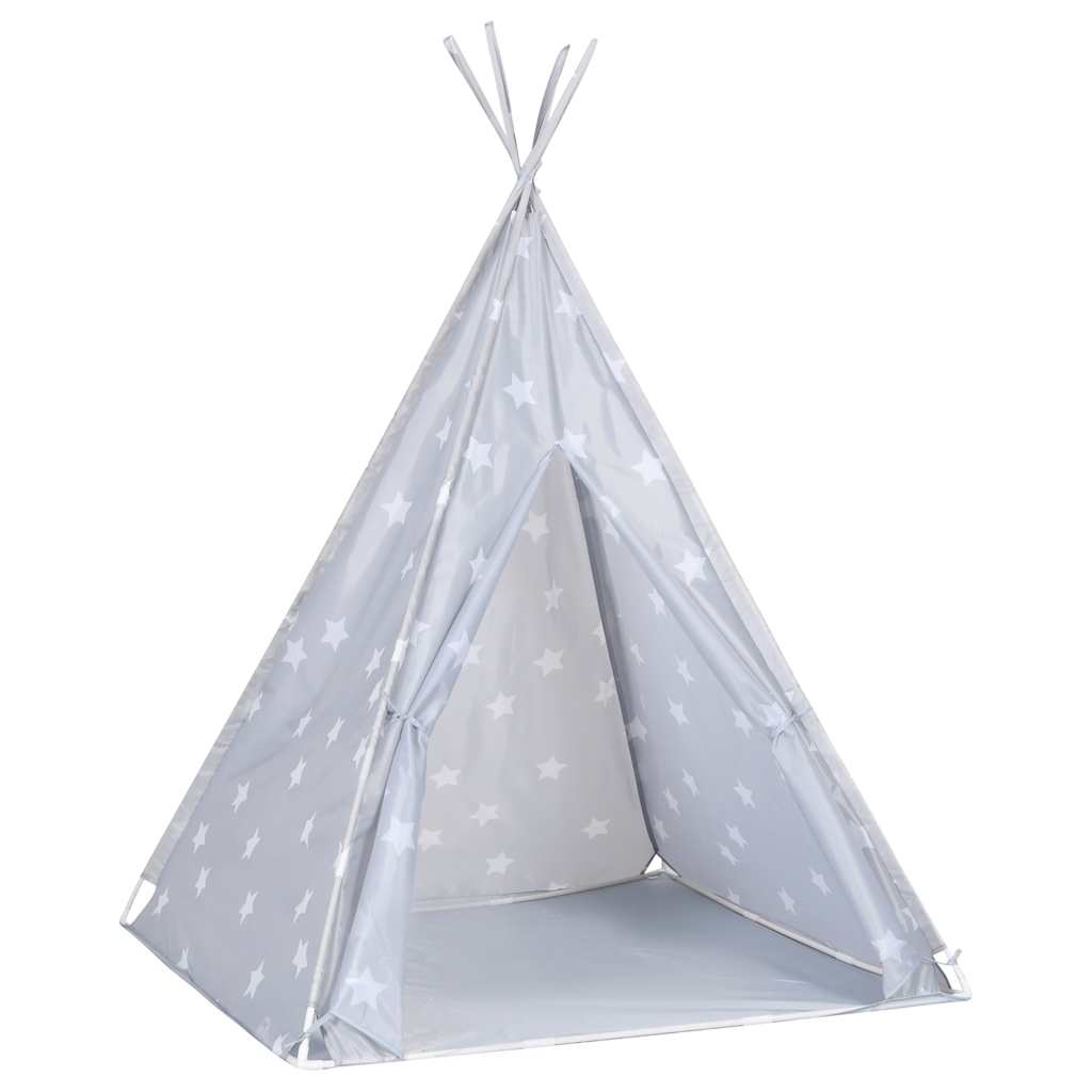 vidaXL Kinder Tipi-Zelt mit Tasche Polyester Grau 115x115x160 cm