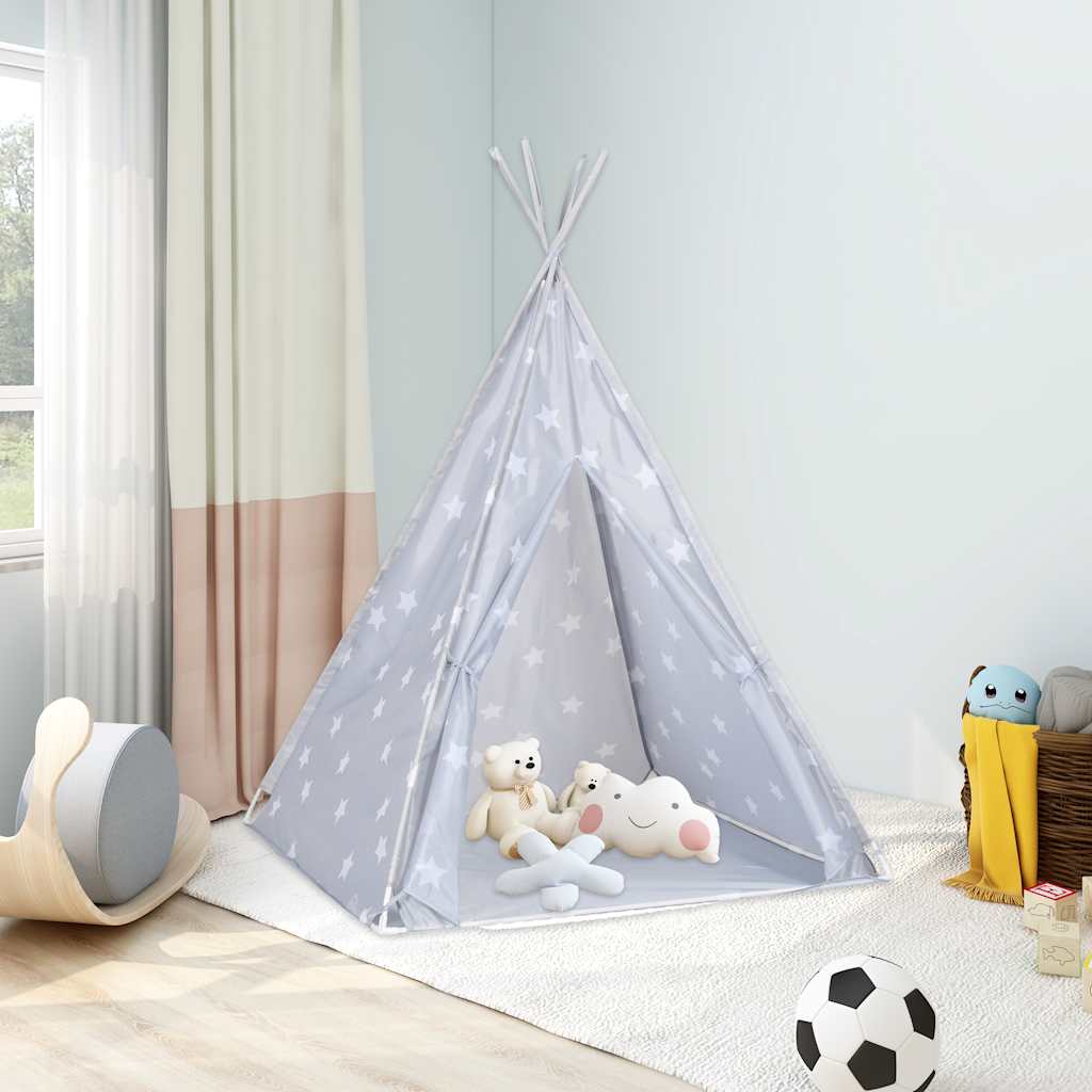 vidaXL Kinder Tipi-Zelt mit Tasche Polyester Grau 115x115x160 cm