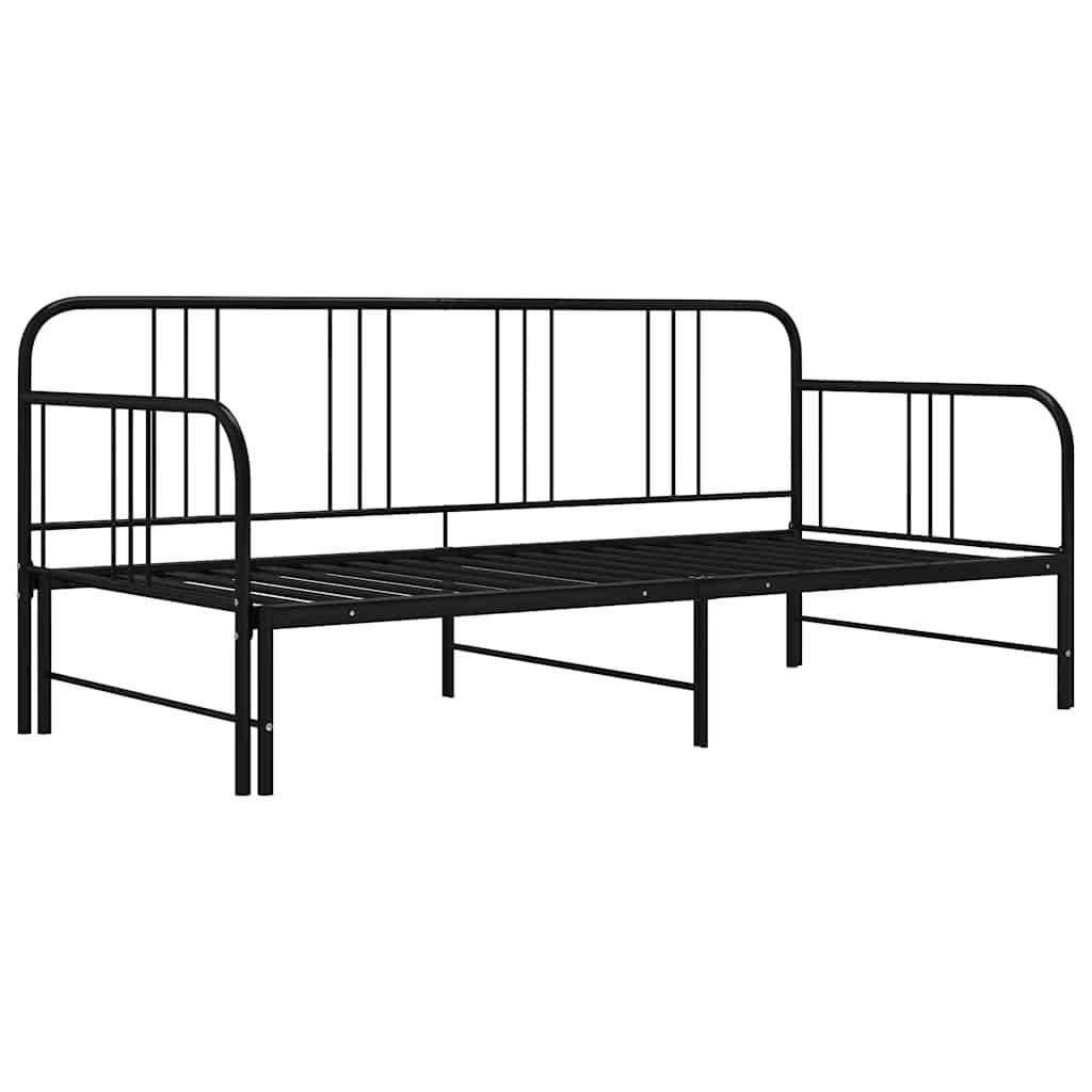 vidaXL Tagesbett Ausziehbar Schwarz Metall 90x200 cm