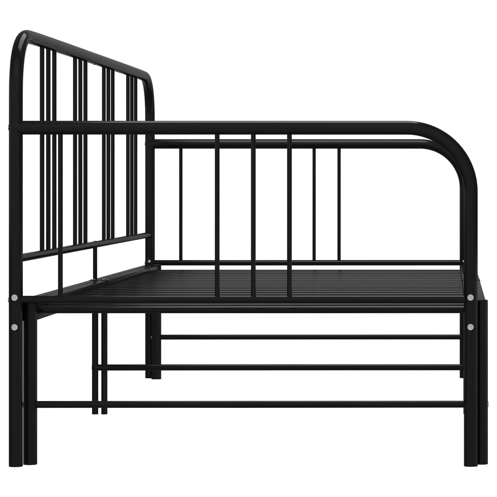 vidaXL Tagesbett Ausziehbar Schwarz Metall 90x200 cm