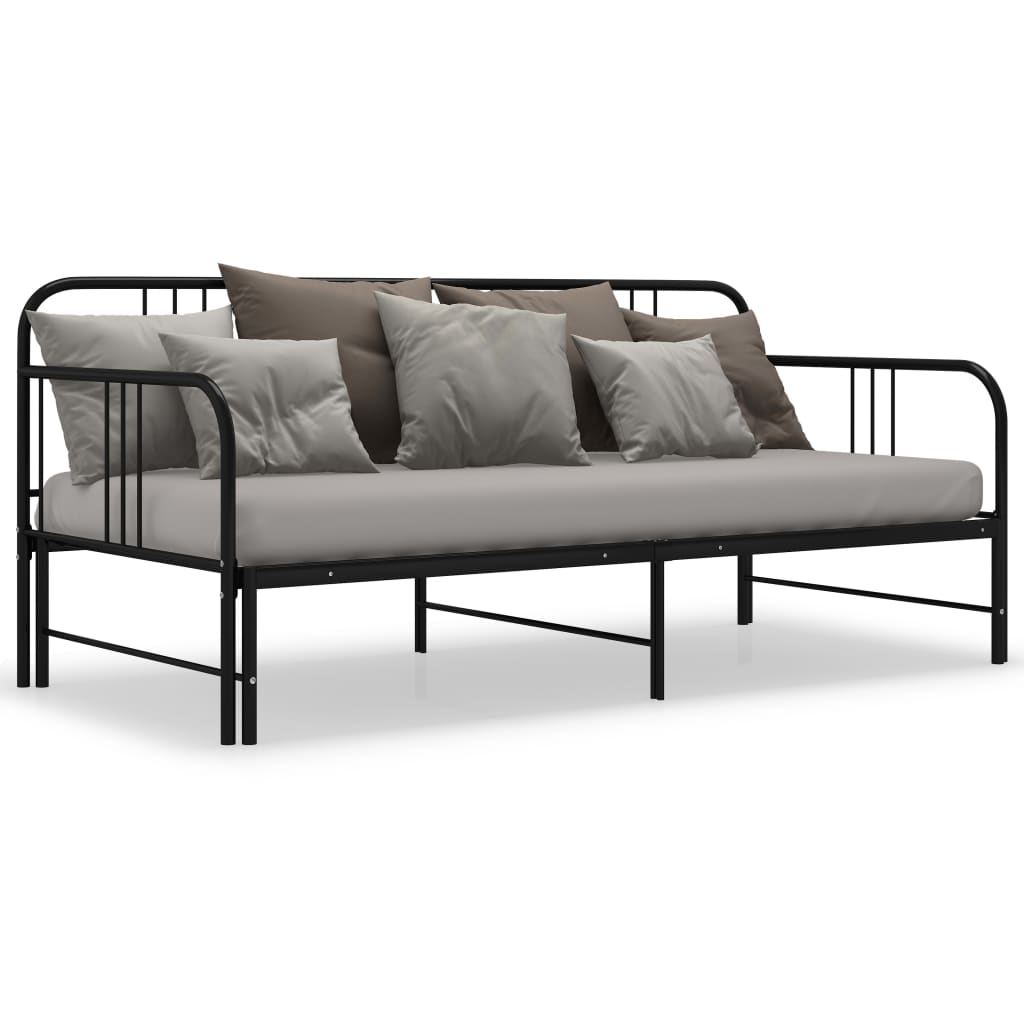 vidaXL Tagesbett Ausziehbar Schwarz Metall 90x200 cm
