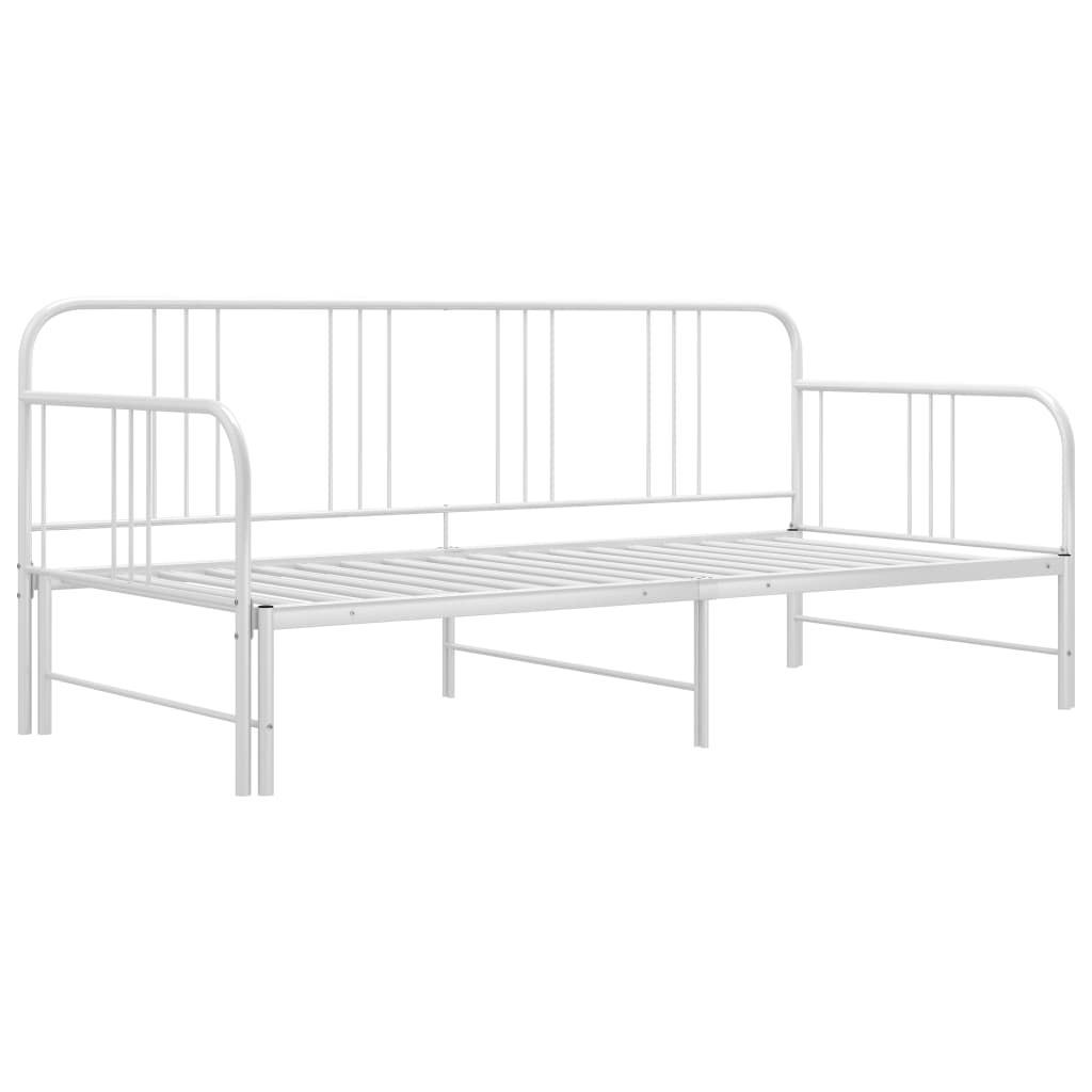 vidaXL Ausziehsofa Bettgestell Weiß Metall 90x200 cm
