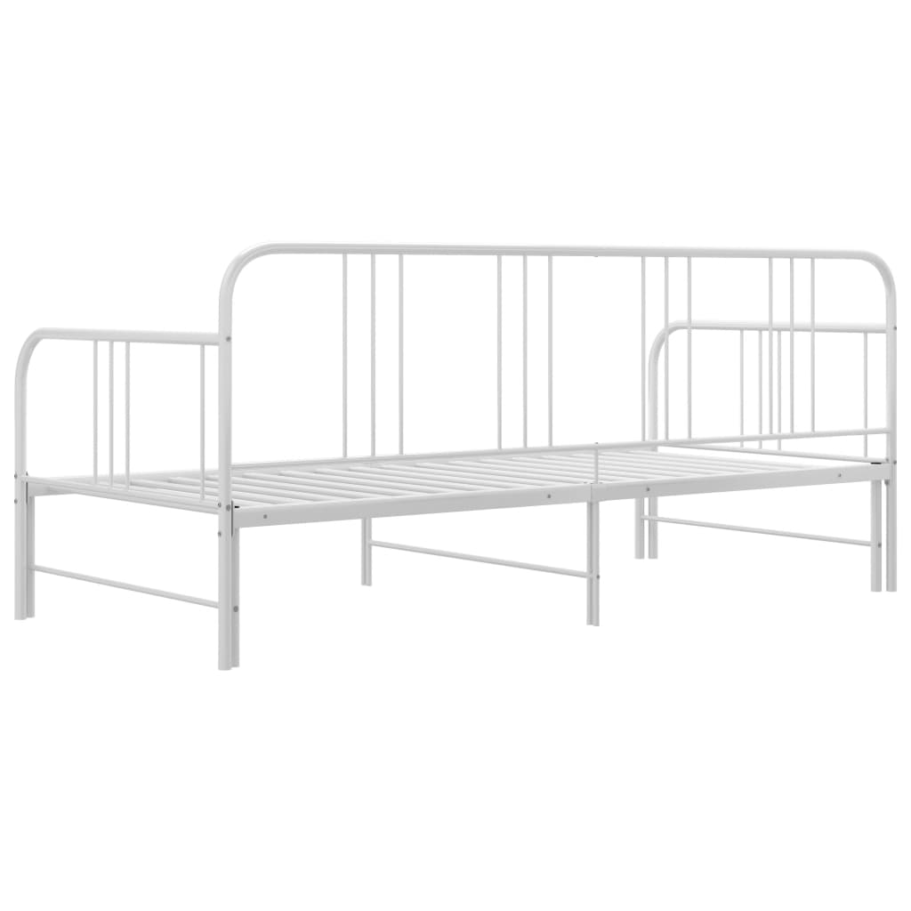 vidaXL Ausziehsofa Bettgestell Weiß Metall 90x200 cm