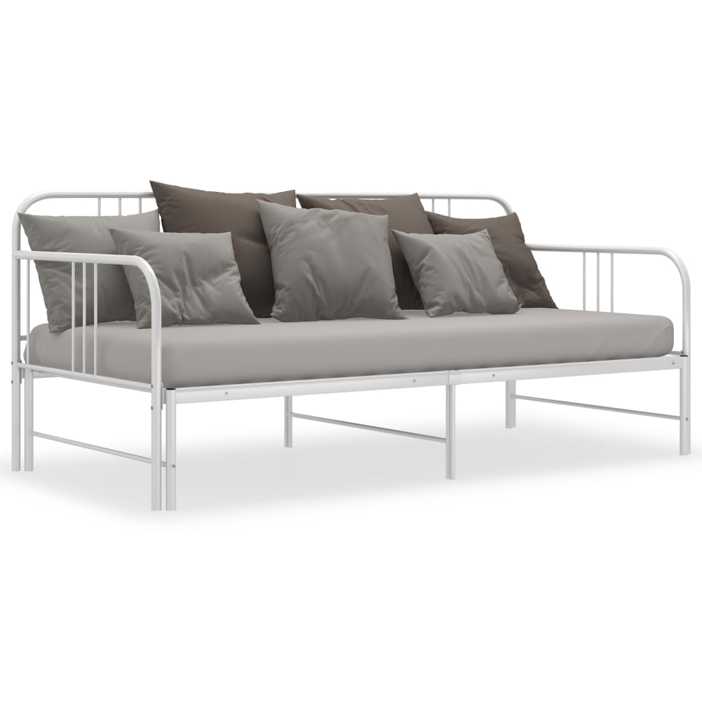vidaXL Ausziehsofa Bettgestell Weiß Metall 90x200 cm