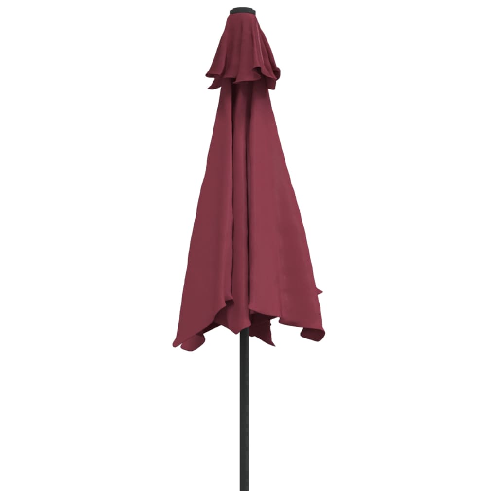 vidaXL Sonnenschirm mit LED-Beleuchtung Stahl-Mast 300 cm Bordeauxrot
