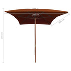 vidaXL Sonnenschirm mit Holz-Mast 200x300 cm Terrakotta