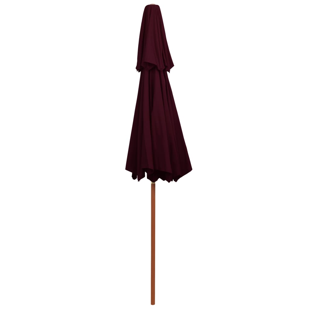 vidaXL Sonnenschirm mit Doppeldach und Holz-Mast Bordeauxrot 270 cm