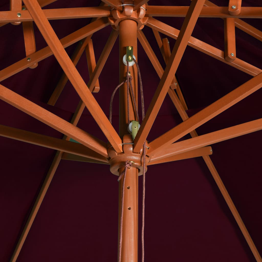 vidaXL Sonnenschirm mit Doppeldach und Holz-Mast Bordeauxrot 270 cm