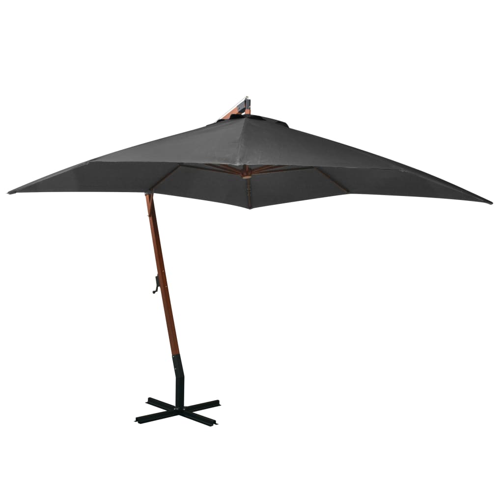 vidaXL Ampelschirm mit Mast Anthrazit 3,5x2,9 m Massivholz Tanne