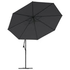 vidaXL Ampelschirm mit LED-Beleuchtung Stahl-Mast Schwarz 350 cm
