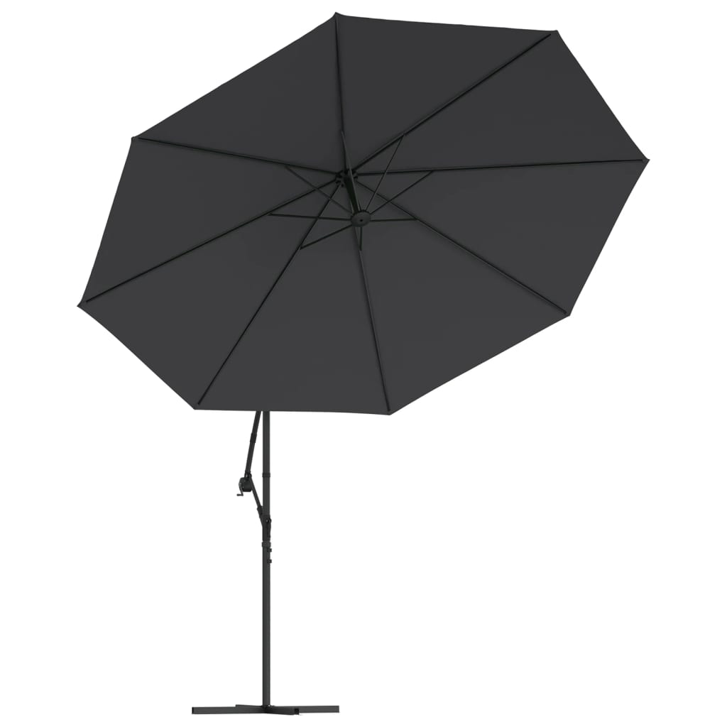 vidaXL Ampelschirm mit LED-Beleuchtung Stahl-Mast Schwarz 350 cm