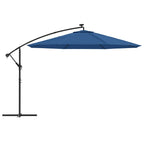 vidaXL Ampelschirm mit LED-Beleuchtung Stahl-Mast Azurblau 350 cm