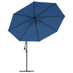 vidaXL Ampelschirm mit LED-Beleuchtung Stahl-Mast Azurblau 350 cm