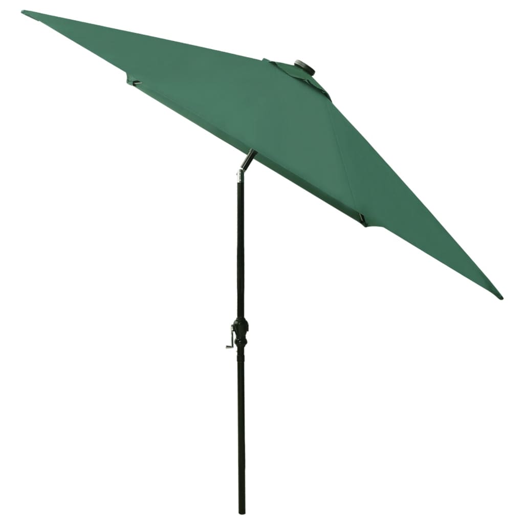 vidaXL Sonnenschirm mit LEDs und Stahl-Mast Grün 2x3 m