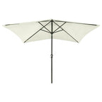 vidaXL Sonnenschirm mit LEDs und Stahl-Mast Sandweiß 2x3 m