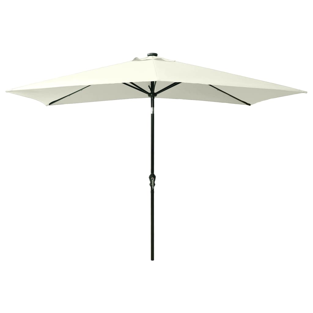 vidaXL Sonnenschirm mit LEDs und Stahl-Mast Sandweiß 2x3 m