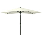 vidaXL Sonnenschirm mit LEDs und Stahl-Mast Sandweiß 2x3 m