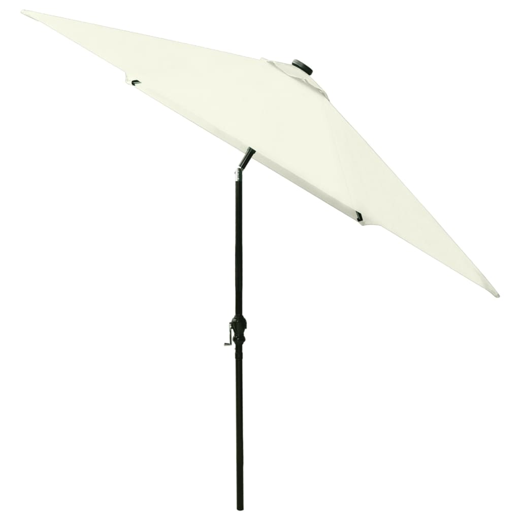 vidaXL Sonnenschirm mit LEDs und Stahl-Mast Sandweiß 2x3 m