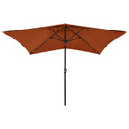 vidaXL Sonnenschirm mit LEDs und Stahl-Mast Terrakottarot 2x3 m