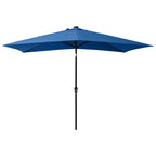 vidaXL Sonnenschirm mit LEDs und Stahl-Mast Azurblau 2x3 m