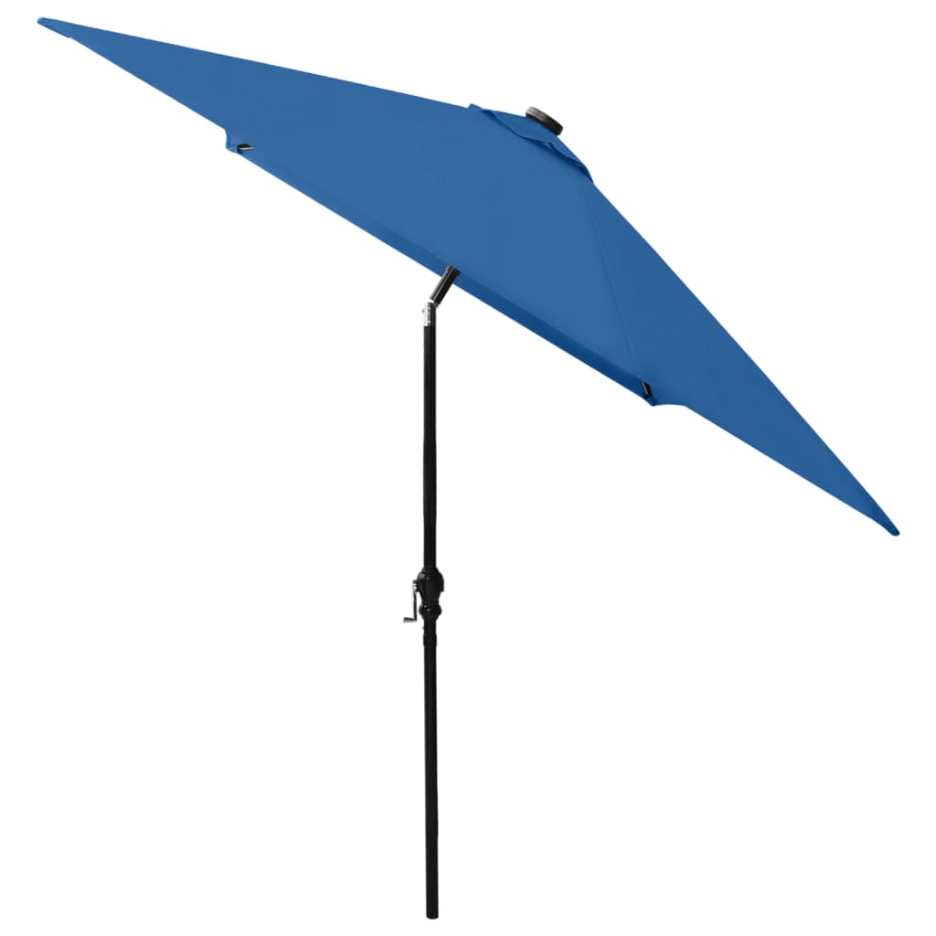 vidaXL Sonnenschirm mit LEDs und Stahl-Mast Azurblau 2x3 m